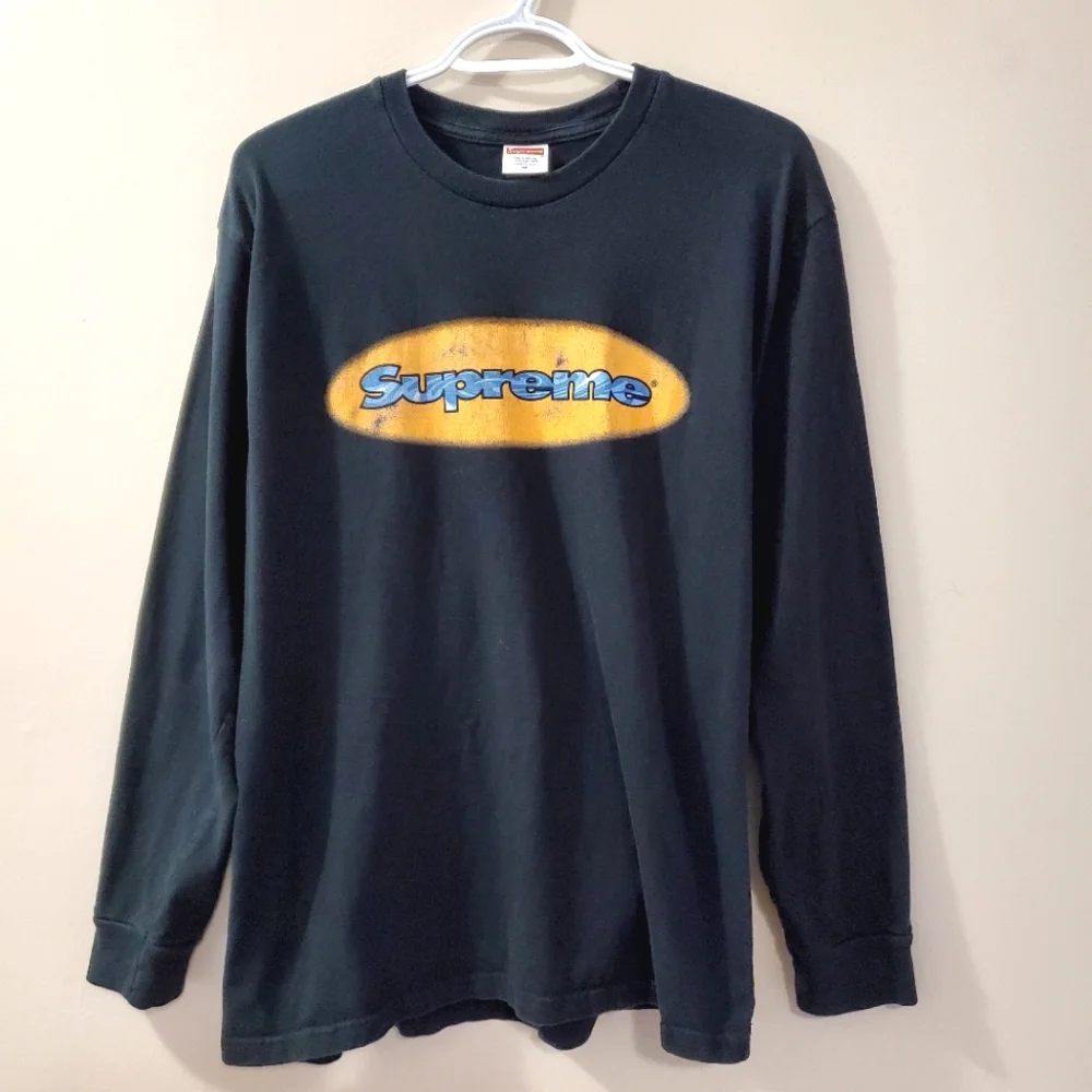 Supreme Ripple Logo Long Sleeve Tee - Men's M - Picture 1 of 8